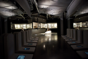 Photograph of simulated graveyard at Bastogne War Museum.